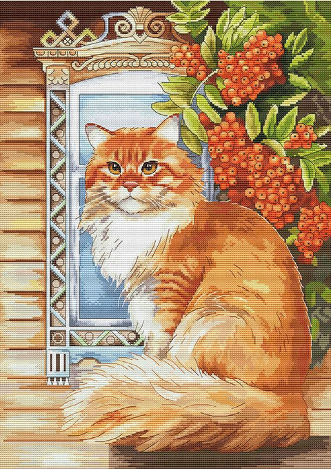 Siuvinėjimo kryželiu rinkinys „Ryžas katinas“ 26,5x37,5 cm SANR-59