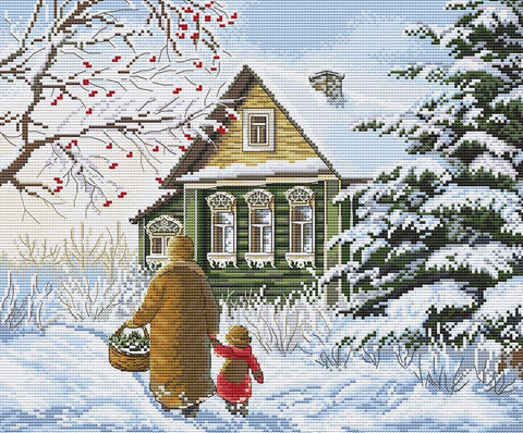 Siuvinėjimo kryželiu rinkinys „Tyli laimė“ 28,5x24 cm
