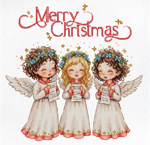 Siuvinėjimo rinkinys kryželiu „Angelo giesmė“, 22×22 cm