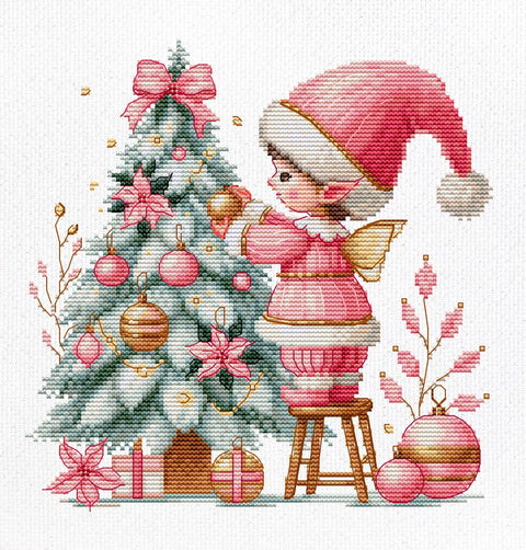 Kalėdinis siuvinėjimo kryželiu rinkinys „Christmas Joy“ 17x17 cm