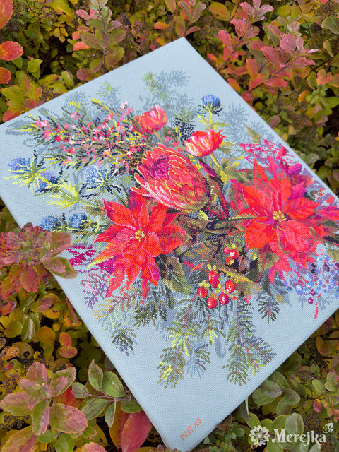 Siuvinėjimo kryželiu rinkinys Kalėdinė kompozicija 30×42 cm Merejka