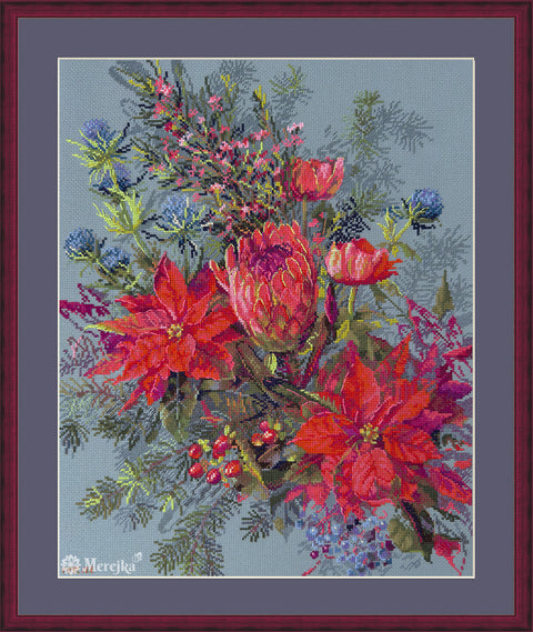 Siuvinėjimo kryželiu rinkinys Kalėdinė kompozicija 30×42 cm Merejka