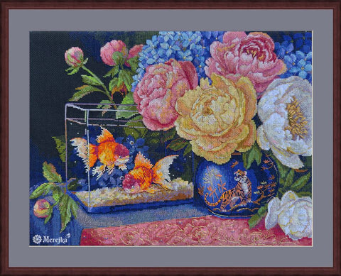 Siuvinėjimo kryželiu rinkinys „Tylus dialogas“ 30x39 cm paveikslui