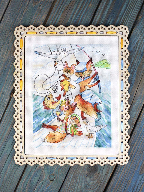 Kryželiu siuvinėjimo rinkinys „Jūros kelionė“ 20×16 cm, 14 ct