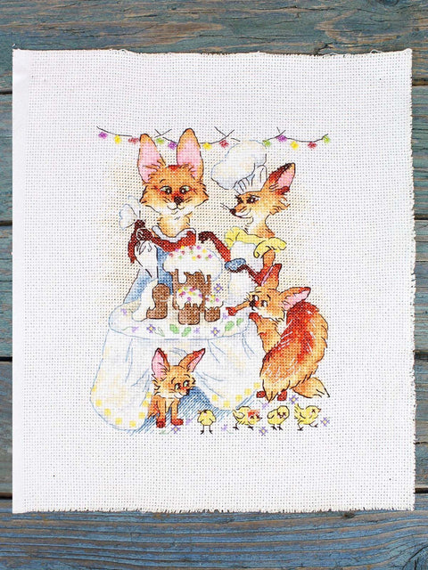 Kryželių siuvinėjimo rinkinys „Šventinė vakarienė“ 15×20 cm su karoliukais