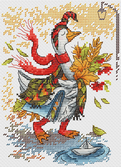 Siuvinėjimo kryželiu rinkinys „Rudens pasivaikščiojimas“ 18x13 cm SM-795