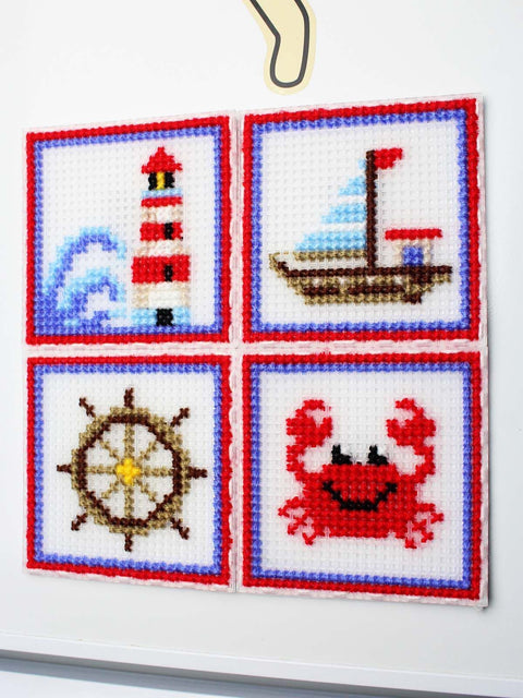 Siuvinėjimo kryželiu rinkinys „Jūros šauksmas“ 4 paveikslai 10,6 cm