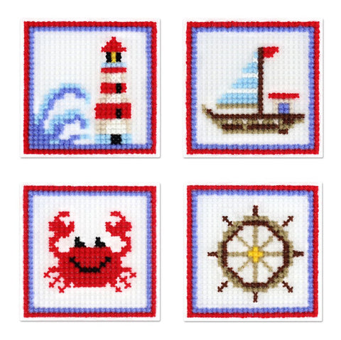 Siuvinėjimo kryželiu rinkinys „Jūros šauksmas“ 4 paveikslai 10,6 cm