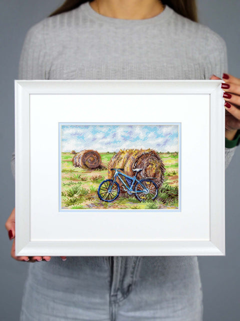Siuvinėjimo kryželiu rinkinys „Dviračio kelionė“ 15×20 cm