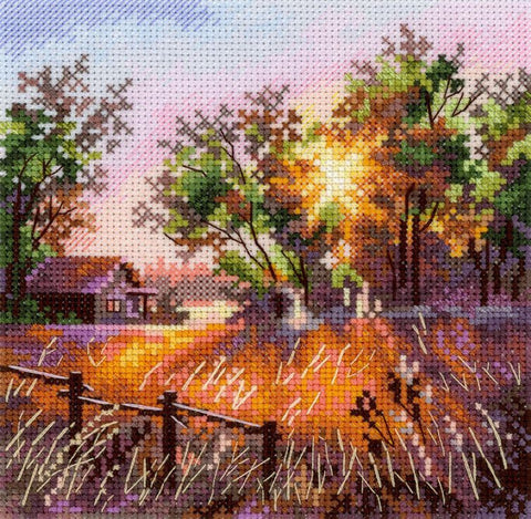 Siuvinėjimo rinkinys kryželiu „Gamtos harmonija“ 14x14 cm, miško peizažas