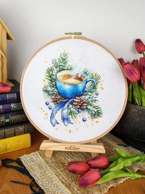 Siuvinėjimo kryželiu rinkinys „Šildanti arbata“ 20×14 cm