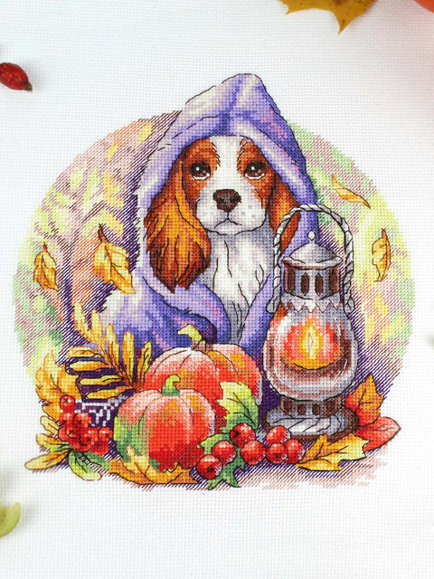 Siuvinėjimo kryželiu rinkinys „Rudeninis Mėlis“ 20x18 cm SNV-885