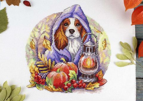 Siuvinėjimo kryželiu rinkinys „Rudeninis Mėlis“ 20x18 cm SNV-885