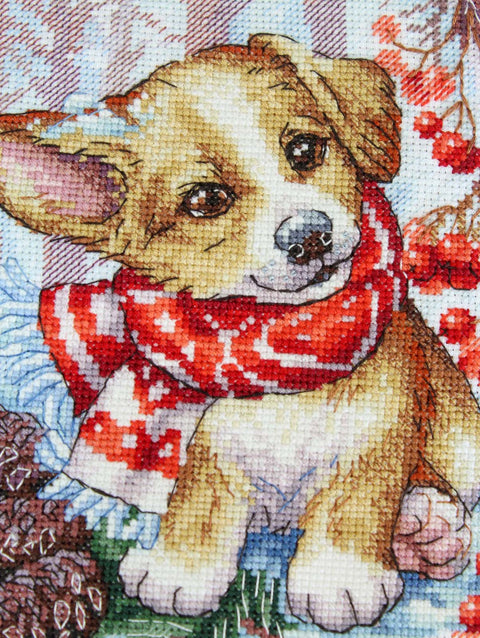 Siuvinėjimo kryželiu rinkinys „Pasivaikščiojimas miške“, 19×18 cm