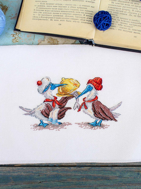Siuvinėjimo kryželiu rinkinys „Žuvų pietūs“ 9x17 cm SNV-898