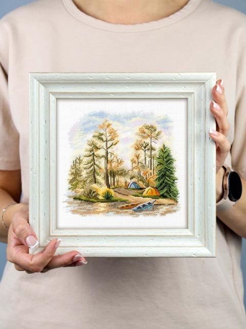 Siuvinėjimo kryželiu rinkinys „Pušynas“ 15x16 cm SNV-954