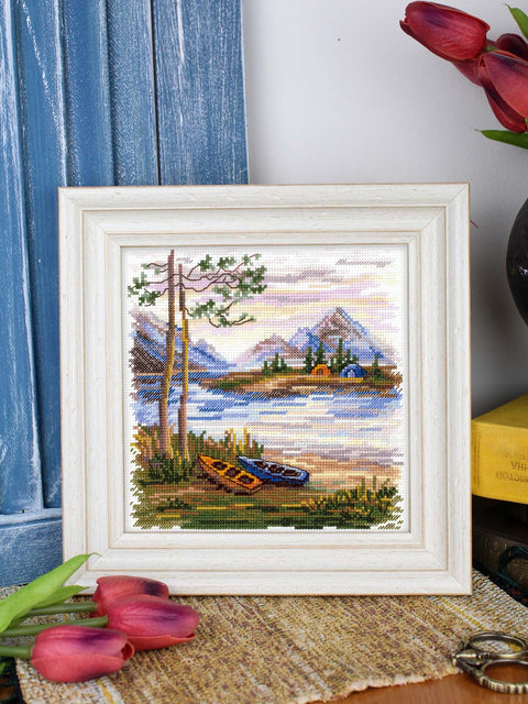 Kryželių siuvinėjimo rinkinys „Naktis gamtoje“ 16×16 cm, 25 spalvos