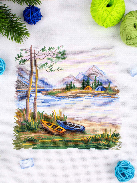 Kryželių siuvinėjimo rinkinys „Naktis gamtoje“ 16×16 cm, 25 spalvos