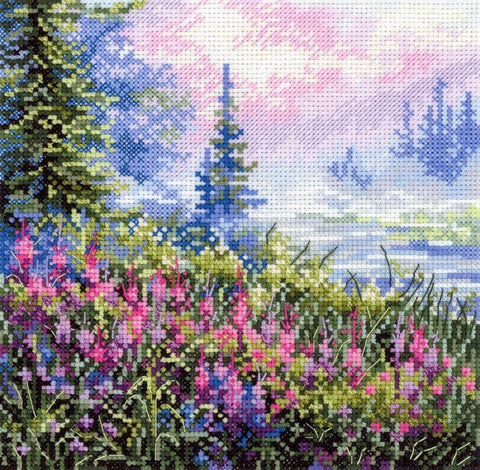 Siuvinėjimo kryželiu rinkinys „Rūkuotas rytas“ 16x16 cm