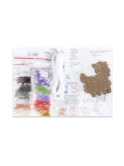 Siuvinėjimo kryželiu rinkinys ant medinio pagrindo „Ožiukas gėlėse“ 7x7 cm