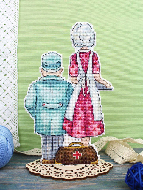 Siuvinėjimo kryželiu rinkinys „Gydytojai“ 19x12 cm SR-1110