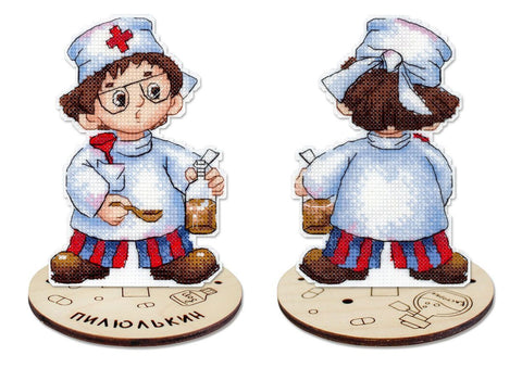 Siuvinėjimo kryželiu rinkinys „Gydytojas“ 13x9 cm vaikams SR-1196
