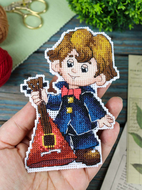 Siuvinėjimo kryželiu rinkinys „Muzikantas“ 13x9 cm pradedantiesiems