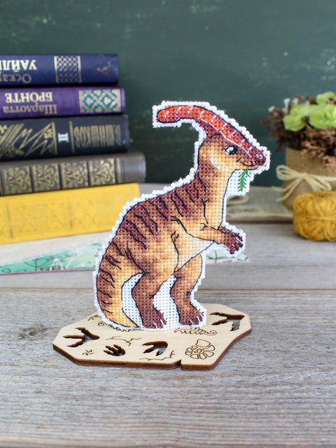 Siuvinėjimo kryželiu rinkinys „Dinozaurai. Parazaurolofas“ 12x9 cm