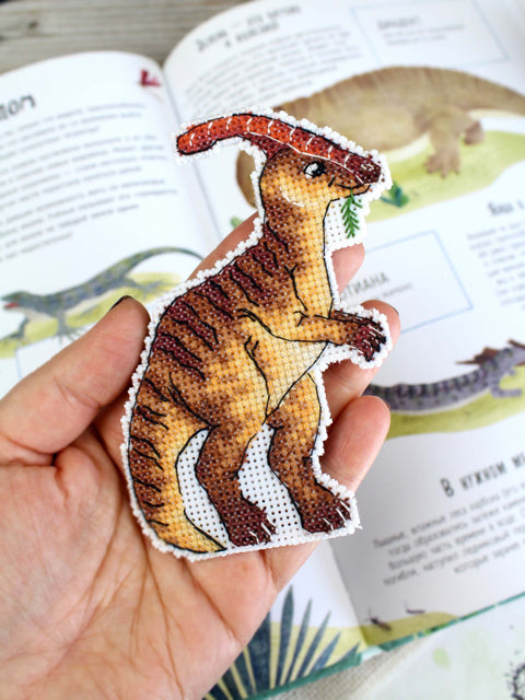 Siuvinėjimo kryželiu rinkinys „Dinozaurai. Parazaurolofas“ 12x9 cm
