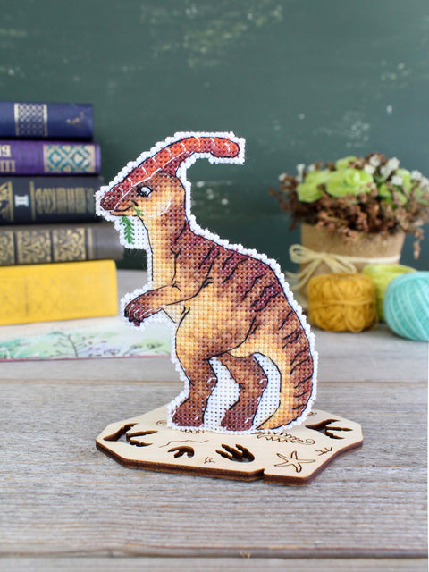 Siuvinėjimo kryželiu rinkinys „Dinozaurai. Parazaurolofas“ 12x9 cm