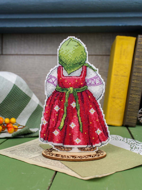 Velykinis siuvinėjimo rinkinys „Močiutė su pyragu“ 16×10 cm