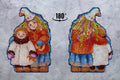 Kryželių siuvinėjimo rinkinys su žiemiškais vaikų motyvais, parodytas priekinis variantas ir 180° apvertimas