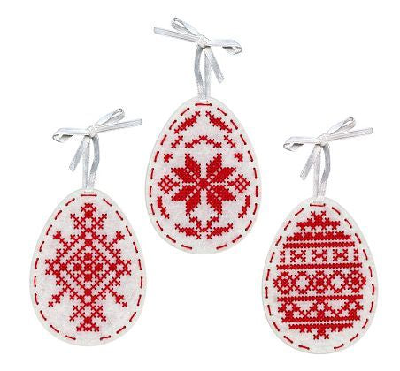 Siuvinėjimo rinkinys ant veltinio „Velykų tradicijos“ – 3 kiaušiniai