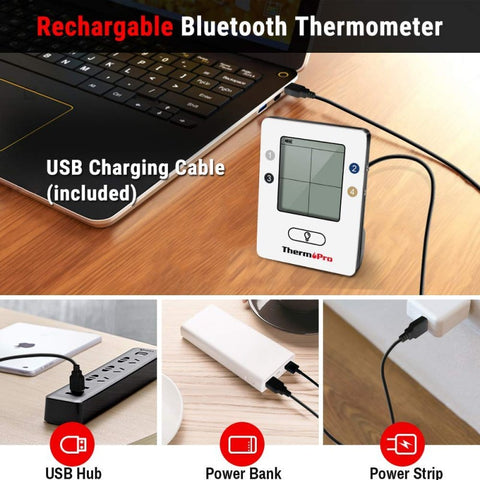Bluetooth belaidis maisto termometras griliui su 4 zondais, 150 m
