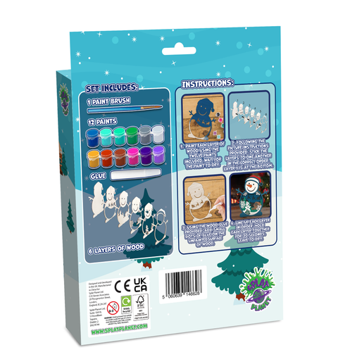 Splat Planet 3D medinis spalvinimo paveikslas „Sniego senis“ – rinkinys vaikams