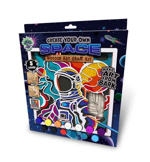 Splat Planet medinis 3D spalvinimo paveikslas „Kosmosas“ – kūrybinis rinkinys 25×25 cm su dažais ir teptukais