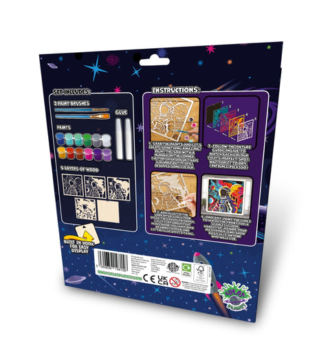 Splat Planet medinis 3D spalvinimo paveikslas „Kosmosas“ – kūrybinis rinkinys 25×25 cm su dažais ir teptukais