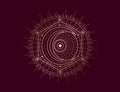 sieninis plakatas mėnulio mandala, auksinio rašto ant bordo fono, 50×70 cm, priekinis vaizdas be rėmo