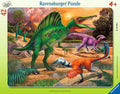 Dėlionė Ravensburger 42 det. vaikams su spalvingu dinozaurų parko piešiniu ir žaliu Spinosauro centru