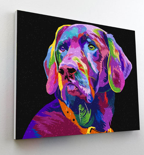 SPLAT PLANET deimantinė mozaika „Šuo“ 30x40 cm – pilnas rinkinys su drobe
