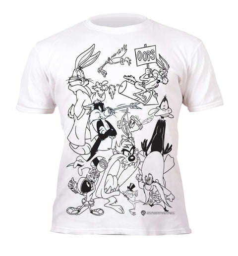 Splat Planet Looney Tunes spalvinami vaikų marškinėliai su išskalbiamais flomasteriais, 100% medvilnė, 3–11 m.