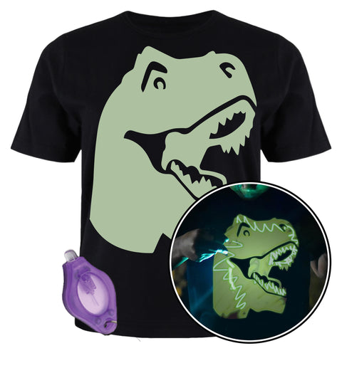 Splat Planet vaikiški marškinėliai Dinozauras – šviečiantys tamsoje, su šviesos parkeriu