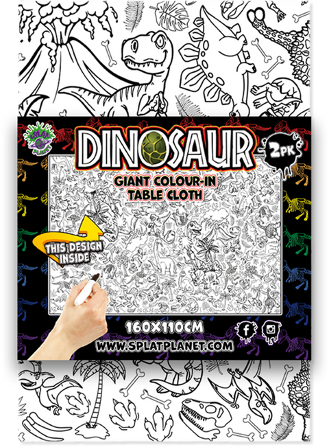 Splat Planet spalvinama staltiesė vaikams „Dinozaurai“, 2 vnt., 160×110 cm, perdirbtas popierius