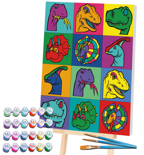 Splat Planet Dinozauras – tapyba pagal skaičius, 30x40 cm rinkinys vaikams 5+
