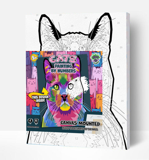 SPLAT PLANET „Katė“ – tapyba pagal skaičius 30x40 cm, drobės rinkinys su akriliniais dažais ir teptukais