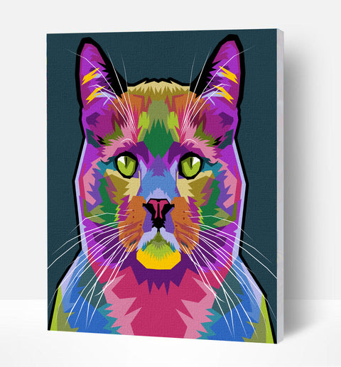 SPLAT PLANET „Katė“ – tapyba pagal skaičius 30x40 cm, drobės rinkinys su akriliniais dažais ir teptukais