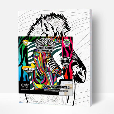 Splat Planet tapyba pagal skaičius „Zebras“ 30x40 cm – drobės rinkinys su akriliniais dažais