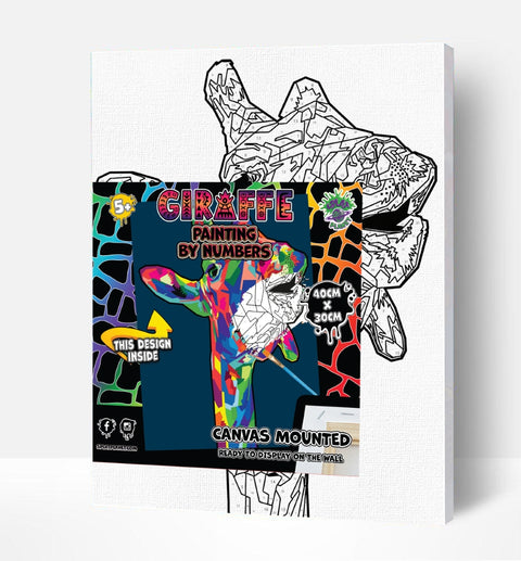 Splat Planet tapyba pagal skaičius „Žirafa“ 30×40 cm – akriliniai dažai, drobė, 3 teptukai
