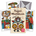 Tarot kortos Marselha komplektas su spalvotomis Didžiųjų Arkanų kortomis ir priekinė dėžutė su AGM logotipu