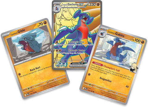 Pokémon TCG Cynthia ir Garchomp ex Premium kolekcija su 6 papildymo pakeliais